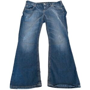 Maurices Womens Bootcut Flare Blue Jeans Dark Wash Stretch Denim 14R Tall
